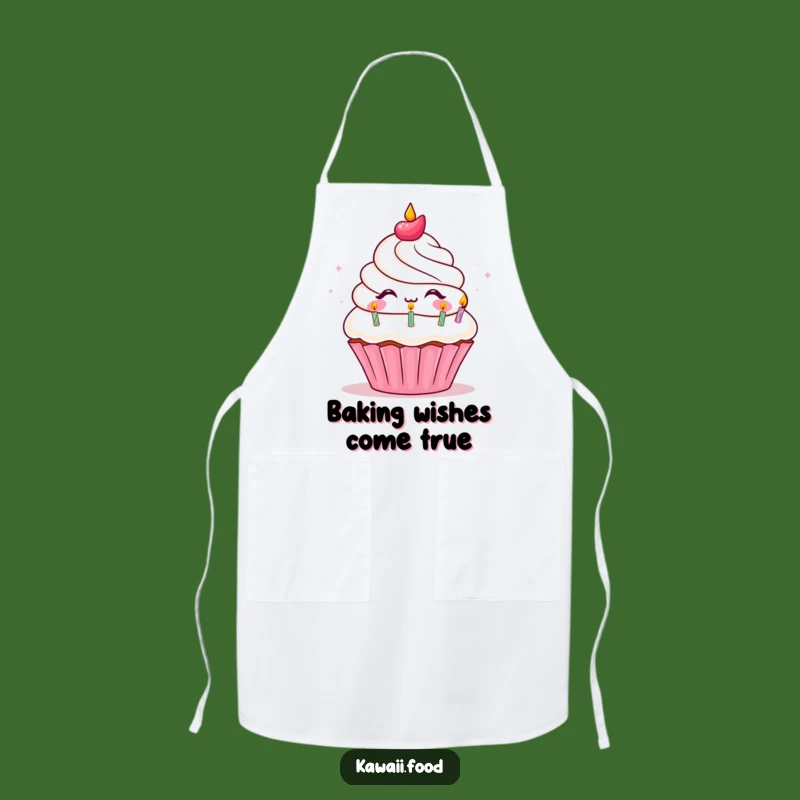 Funny Cupcake Birthday Apron - Delighted Character Blowing Candles, Chef's Funny Gift!