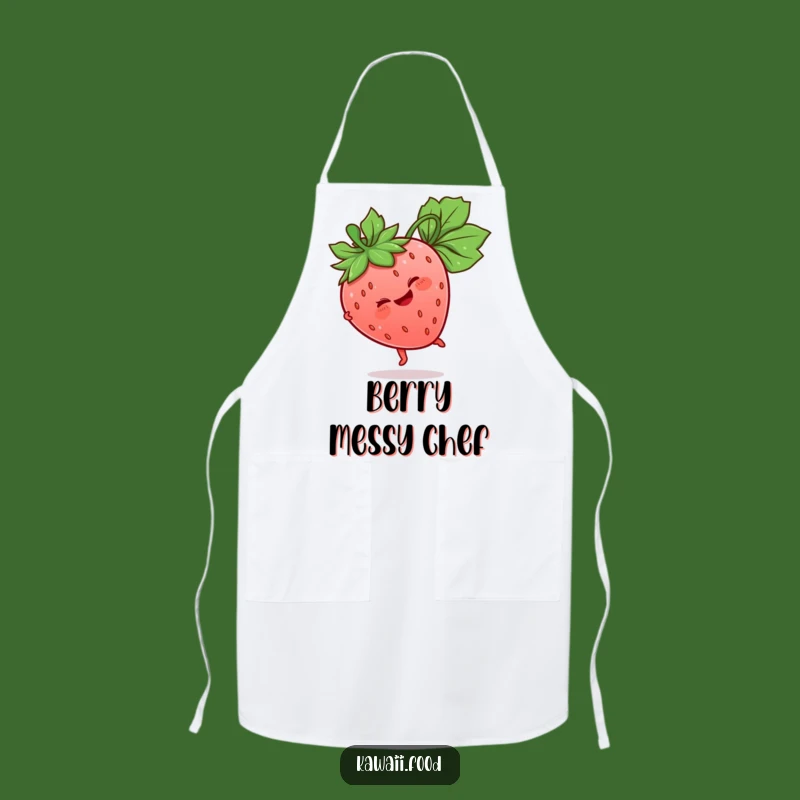 Funny Strawberry Apron: Giggling Cartwheel Character, Kitchen Fun Wear, Great Gift
