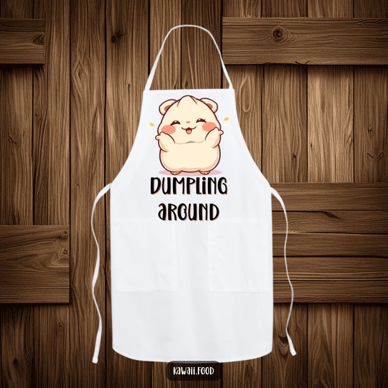 Funny Dumpling Apron: A winking dumpling performing a dramatic bow brings charming humor to this functional kitchen apron.