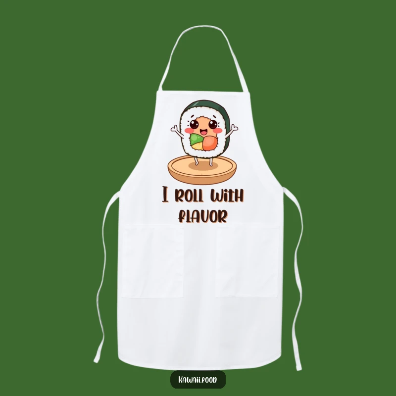 Funny Sushi Dancer Apron: Cheerful Roll Character, Kitchen Humorous Gift