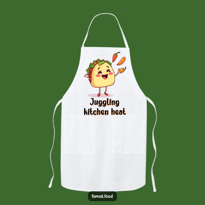 Funny Taco Juggler Apron: Smiling Taco Character, Kitchen Humorous Gift