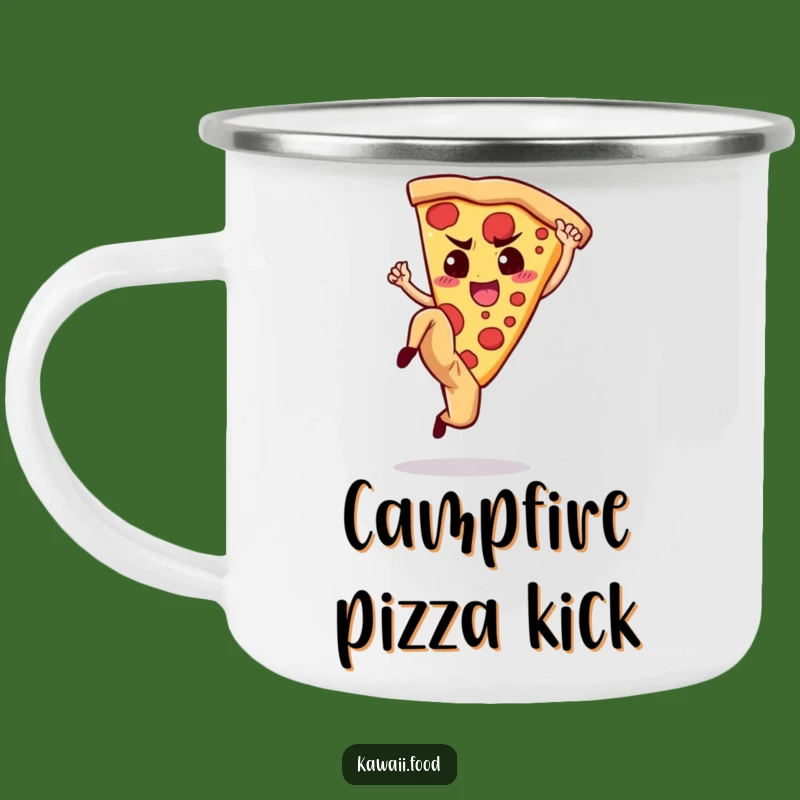 Funny Pizza Kick Camping Mug: Determined Slice Cup, Perfect Funny Gift