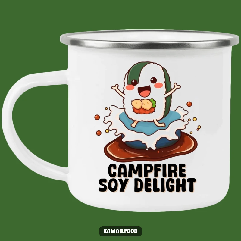 Funny Sushi Soy Sauce Wave Camping Mug - Durable and Humorous Outdoor Drinkware for Foodies