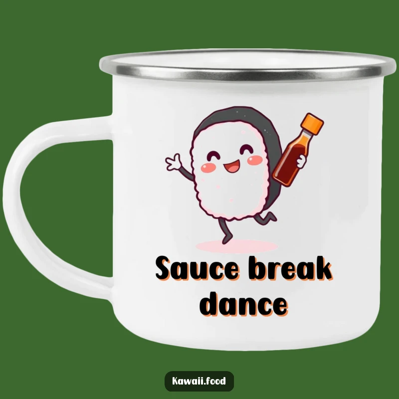 Funny Sushi Roll Camping Mug: Happy Dancer Outdoors - Hilarious Gift for Hikers
