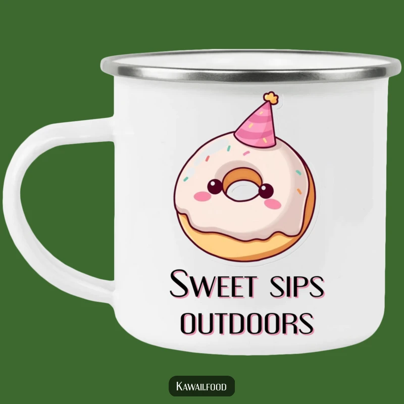 Funny Donut Party Hat Camping Mug - Sweet Sips for Adventures