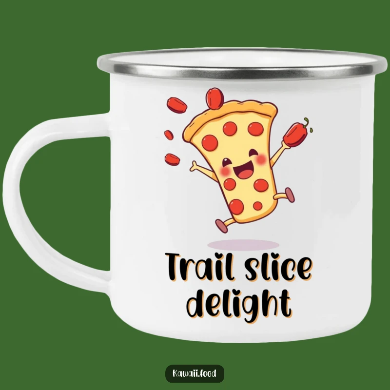 Campfire & Comedy: Funny Pizza Slice Camping Mug - Cartwheel Action, Perfect Funny Gift