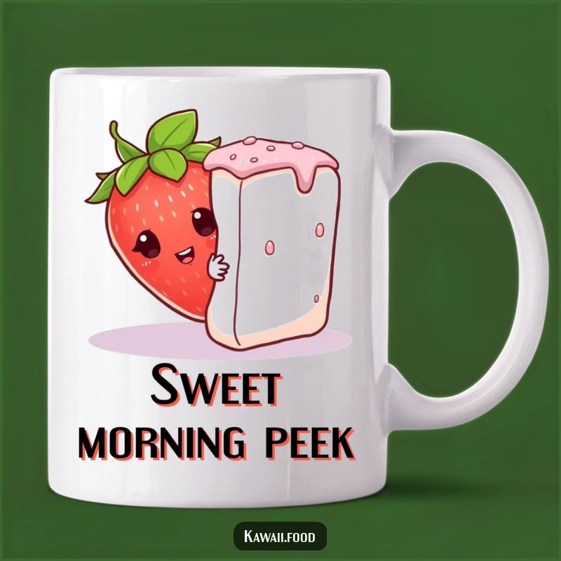 Funny Curious Strawberry Mug: Peeking Character, Perfect Humorous Gift
