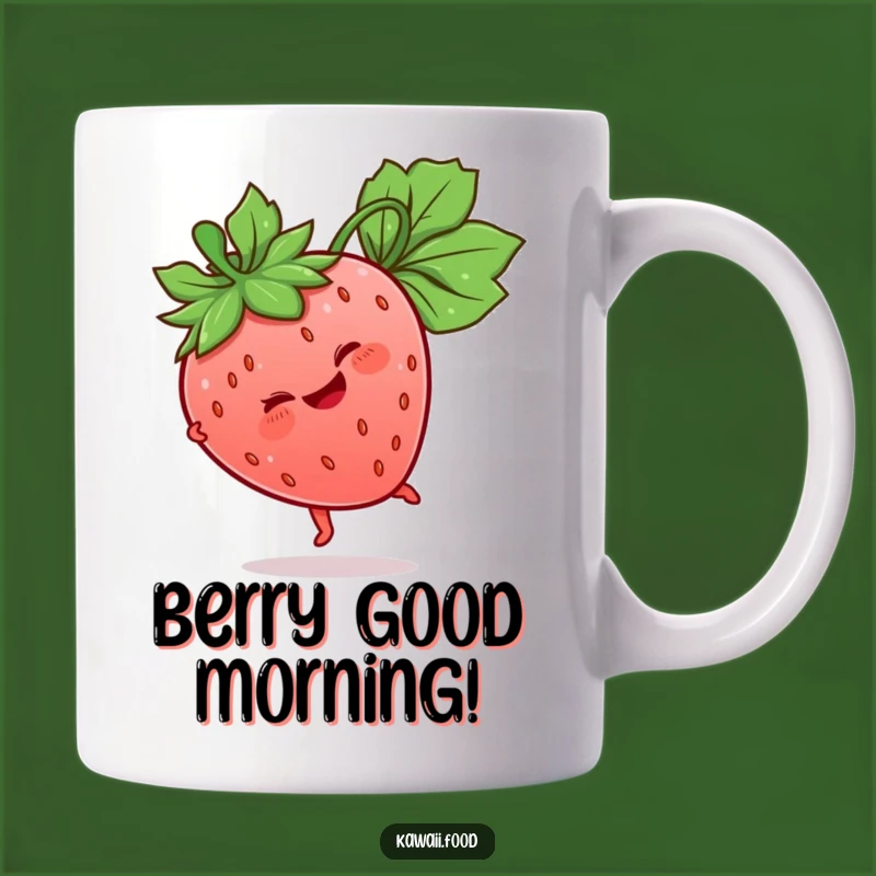 Funny Strawberry Mug: Giggling Cartwheel Character, Fruity Humor, Perfect Gift