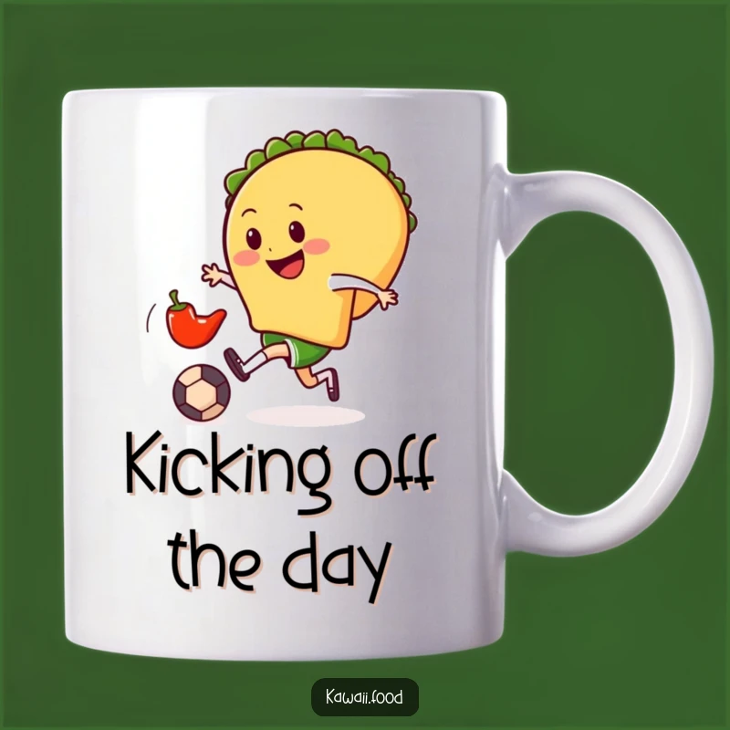 Funny Taco Soccer Mug: Playful Foodie Gift with Chili Pepper Kick