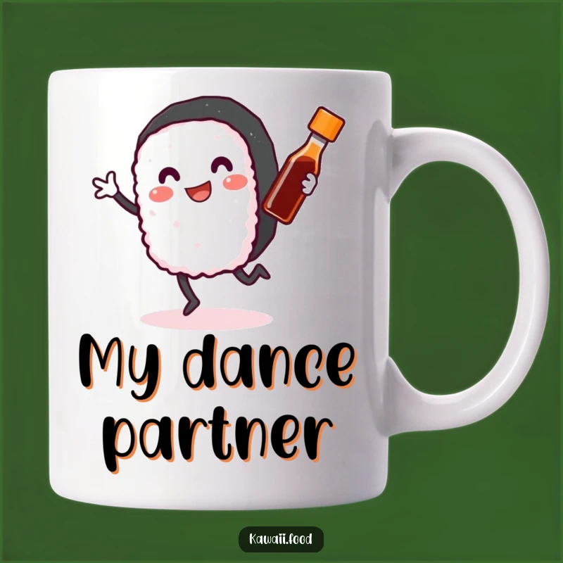Funny Sushi Roll Dancing Mug Gift - A Happy Roll with Soy Sauce for Foodies