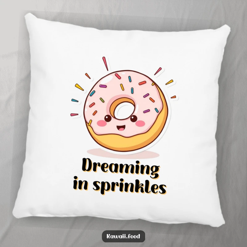 Cheerful donut character with sprinkles comically flying off its sides, providing a soft and humorous touch to any cozy setting.