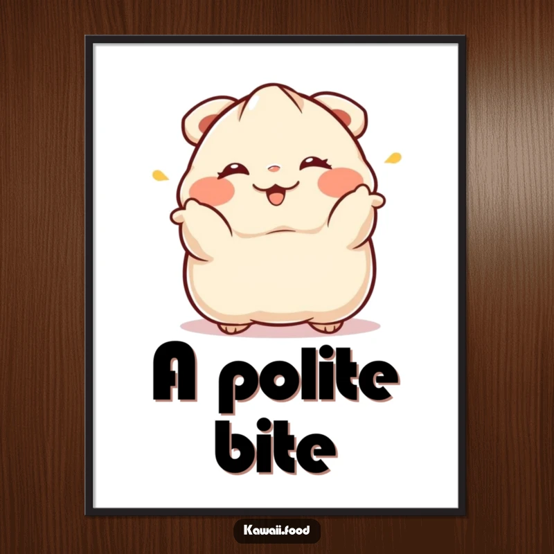 Funny Dumpling Digital Art Print: A winking dumpling performing a dramatic bow creates instant charm and witty humor.