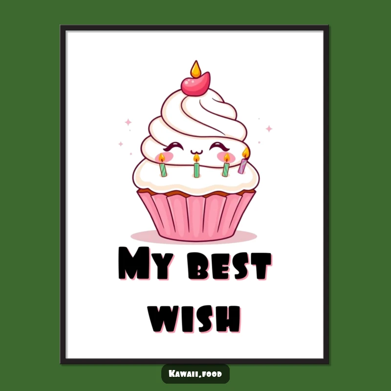 Funny Cupcake Birthday Digital Art - Delighted Character Blowing Candles, Printable Funny Gift!