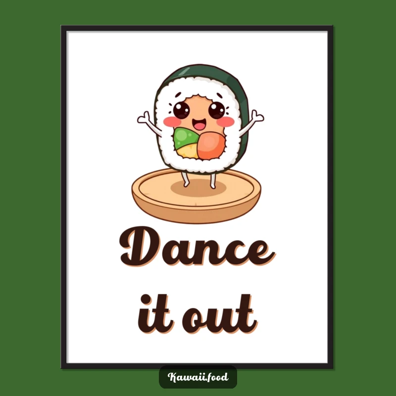 Funny Sushi Dancer Digital Art: Cheerful Roll Character, Instant Humorous Gift