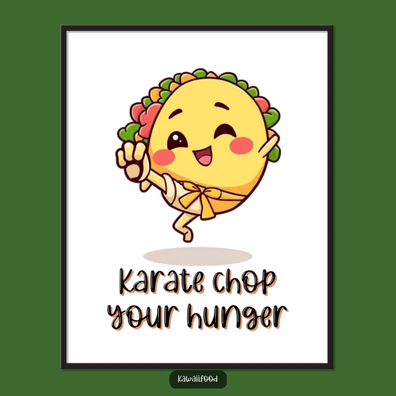 Funny Taco Karate Kick Digital Art, Instant Fiery Decor