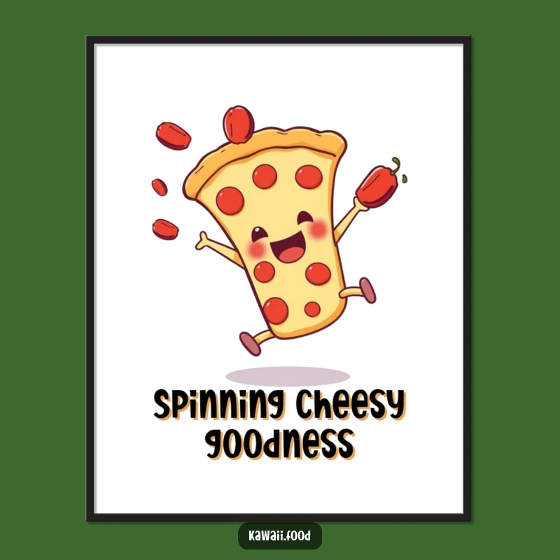 Instant Pizza Party: Funny Pizza Slice Digital Art - Cartwheel Fun, Downloadable Funny Gift