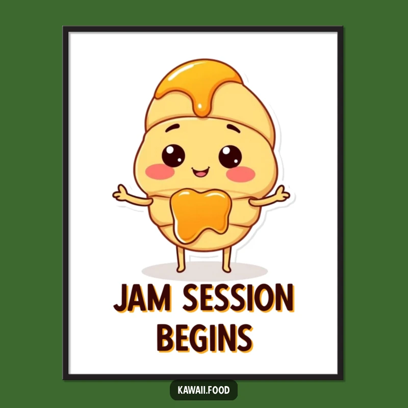 Funny Croissant Jam Digital Print: Adorn Your Walls with Cheerful Pastry Art