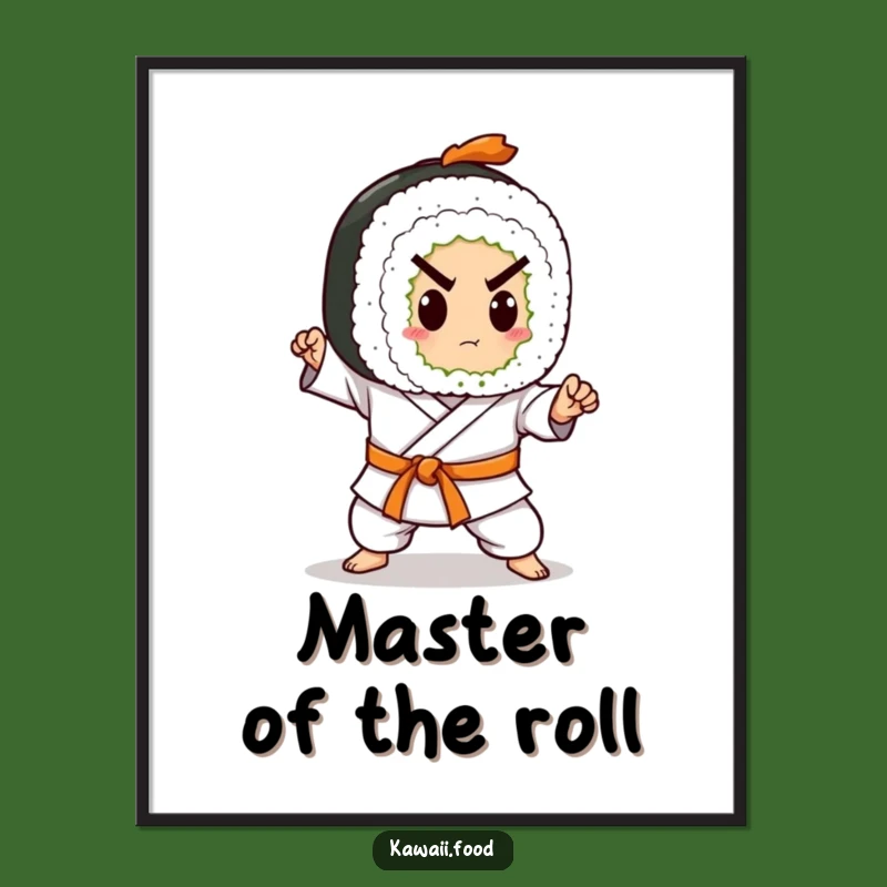 Funny Sushi Roll Karate Digital Art: Instant Download of Martial Arts Flavor