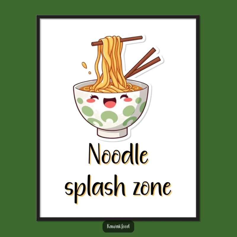 Funny Ramen Splash Digital Art: Joyful Noodle Illustration, Downloadable Funny Gift