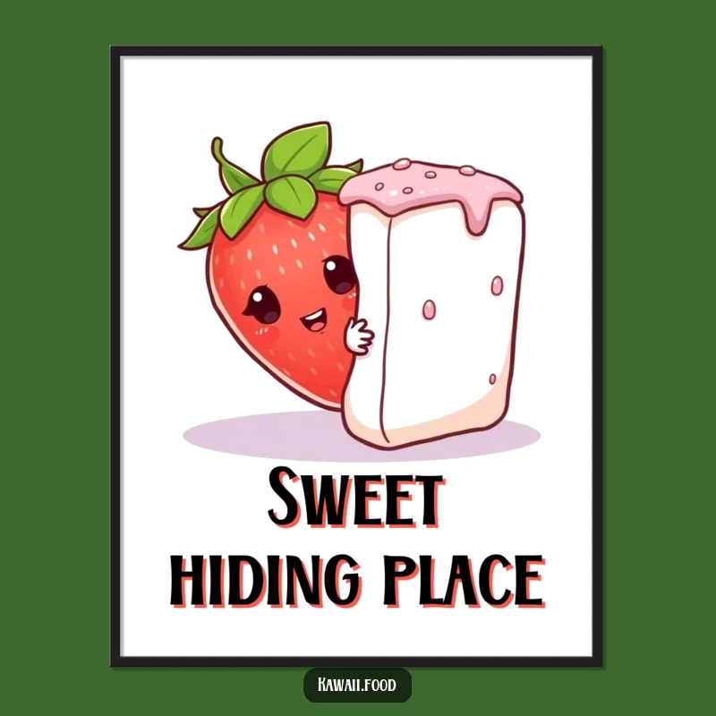 Funny Curious Strawberry Digital Art: Peeking Character, Instant Humorous Gift