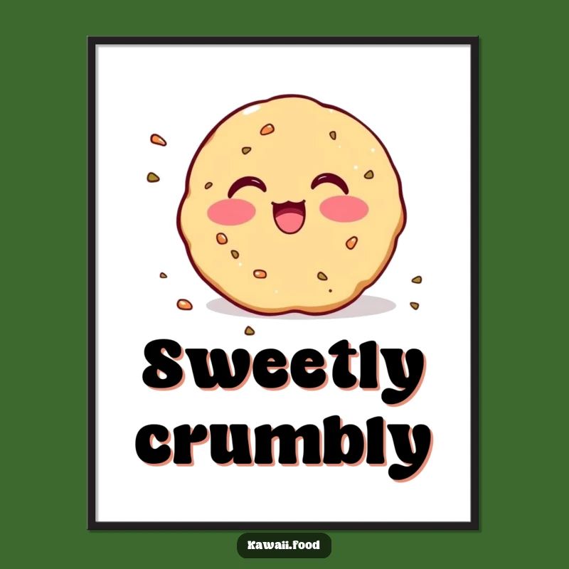 Funny Blushing Cookie Digital Art: Excited Crumbs Print, Downloadable Funny Gift