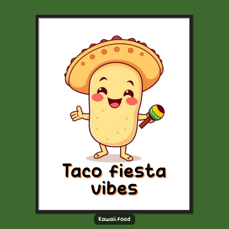 Funny Taco Fiesta Digital Art: Vibrant Party Scene Decor, Gift