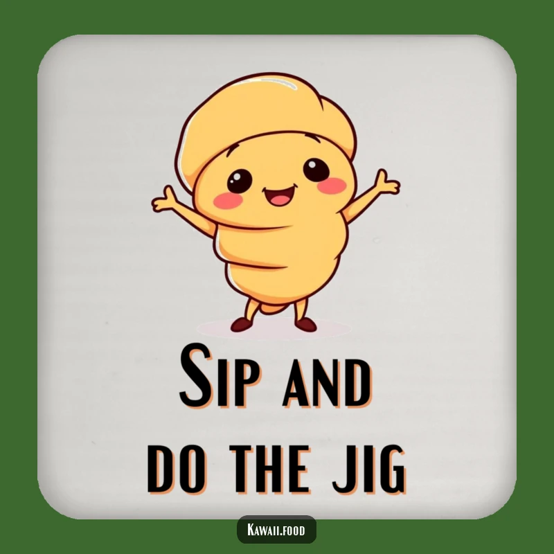 Funny Croissant Jig Drink Coaster: Pastry Protection, Chic Funny Gift