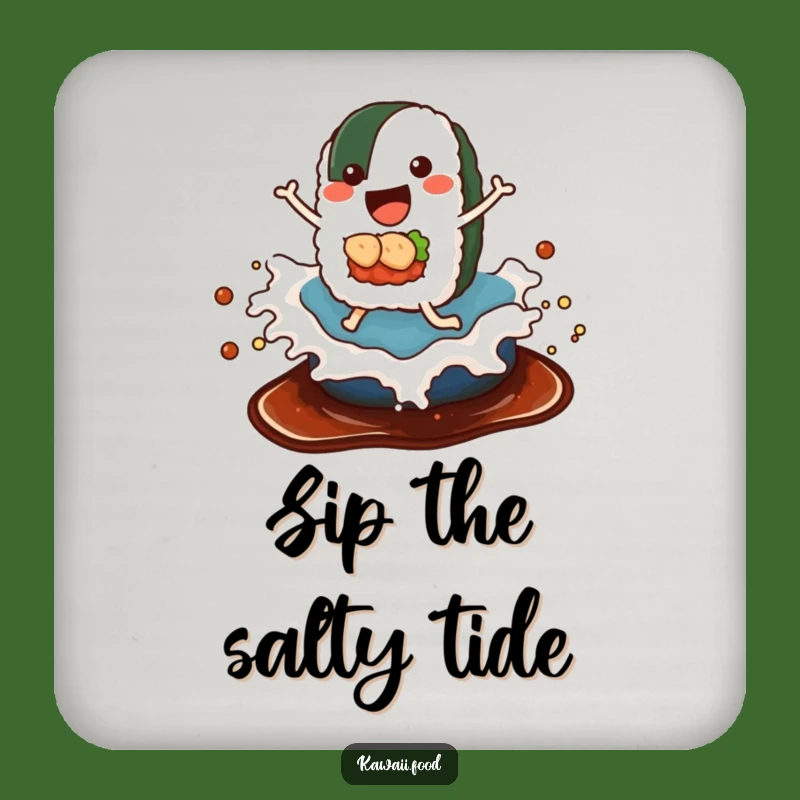 Funny Sushi Soy Sauce Wave Coaster Set - Protect Surfaces with Humorous Japanese Food Art
