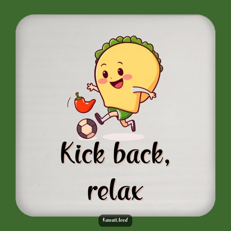 Funny Taco Soccer Drink Coaster: Playful Protection with Chili Pepper Kick