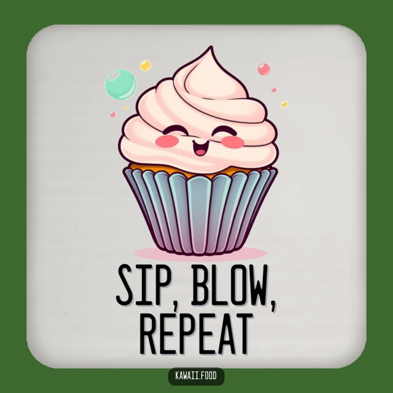 Funny Delighted Cupcake Coaster - Bubble Guard, Great Humorous Gift