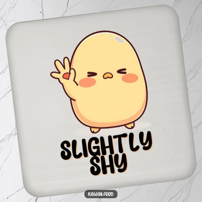 Funny Tamagoyaki Wink Coaster: A blushing tamagoyaki character waves shyly with a cute wink, adding sweet charm to surfaces.