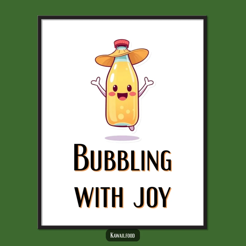 Funny Soda Bottle Art Print - Straw Hat Jump Celebration, Perfect Funny Gift Decor