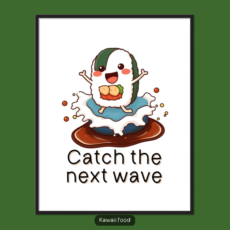 Funny Sushi Soy Sauce Wave Poster - Whimsical Wall Art for a Food Lover's Humorous Space