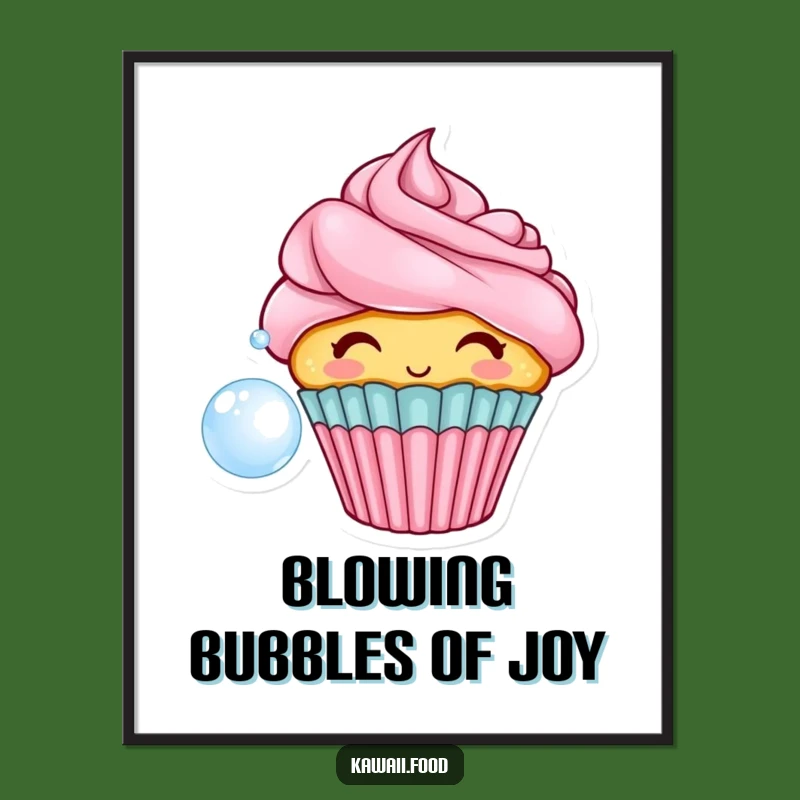 Funny Cupcake Bubble Poster: Whimsical Sweet Art, Perfect for Walls
