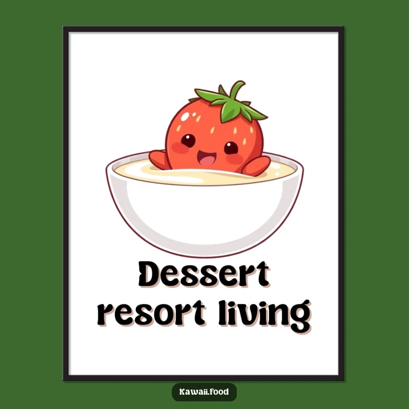 Funny Strawberry Swim Poster: Creamy Dessert Art, Ideal Funny Gift Decor