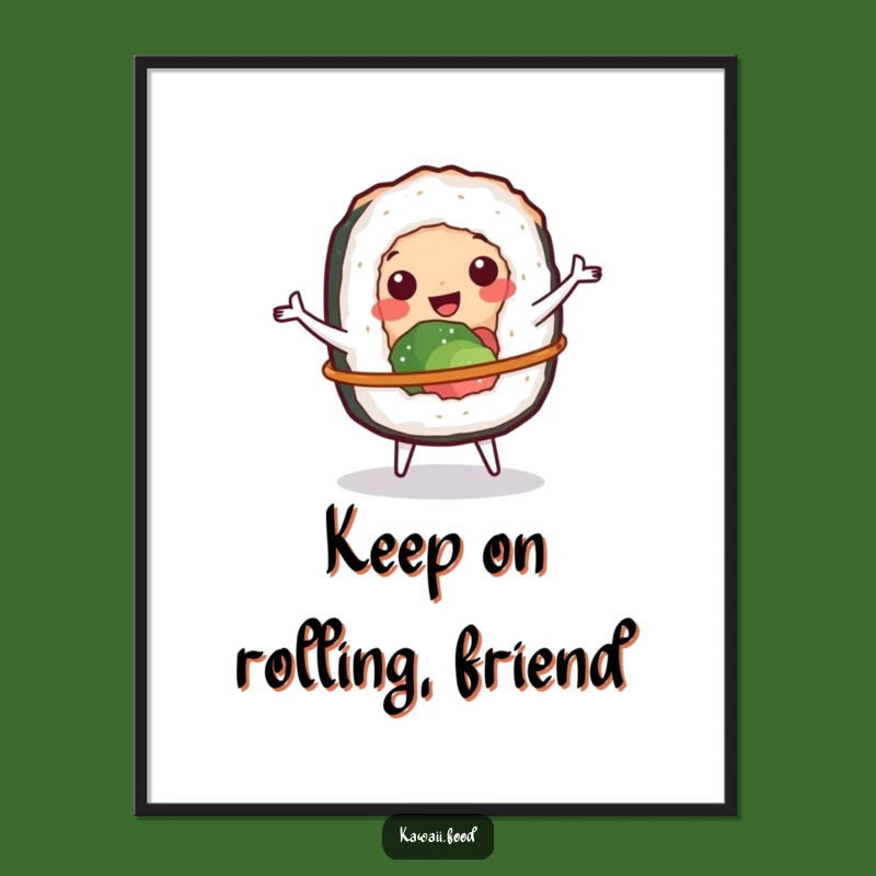 Funny Sushi Hula Hoop Poster, Whimsical Wall Art for Foodies