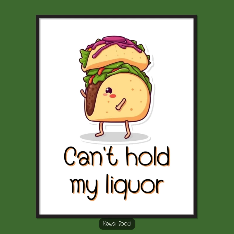 Funny Taco Balancing Burrito Poster - Whimsical Wall Art for a Food-Lover's Humorous Space