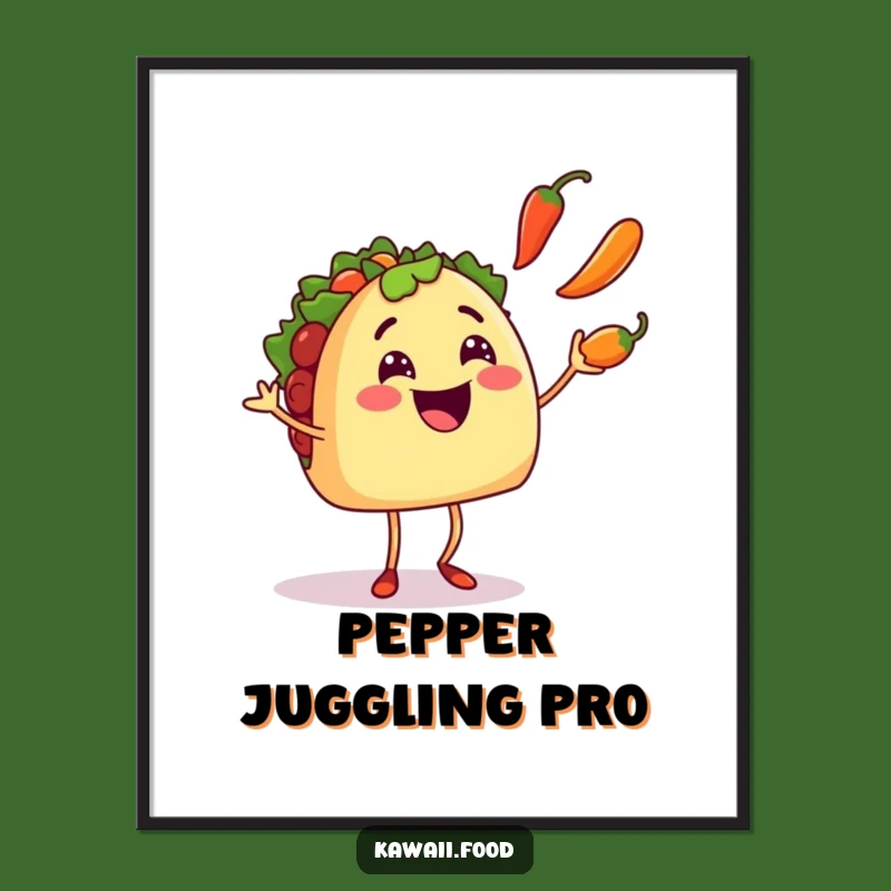 Funny Taco Juggler Poster: Smiling Taco Character, Artistic Humorous Gift