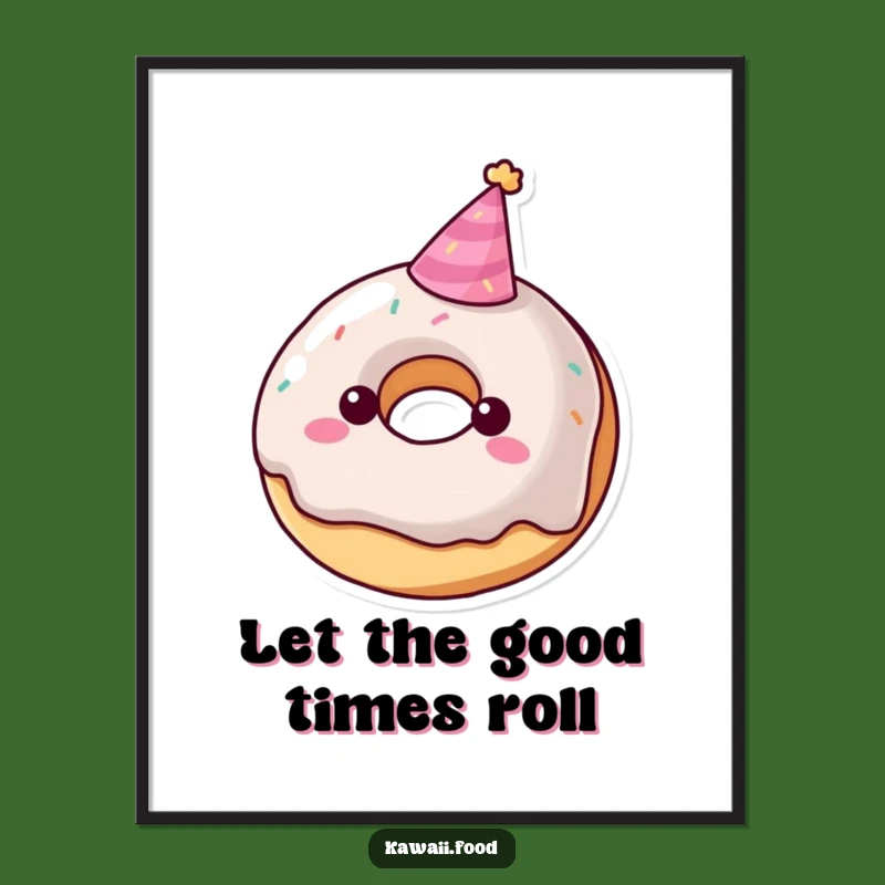 Funny Donut Party Hat Poster - Sweet & Playful Wall Art