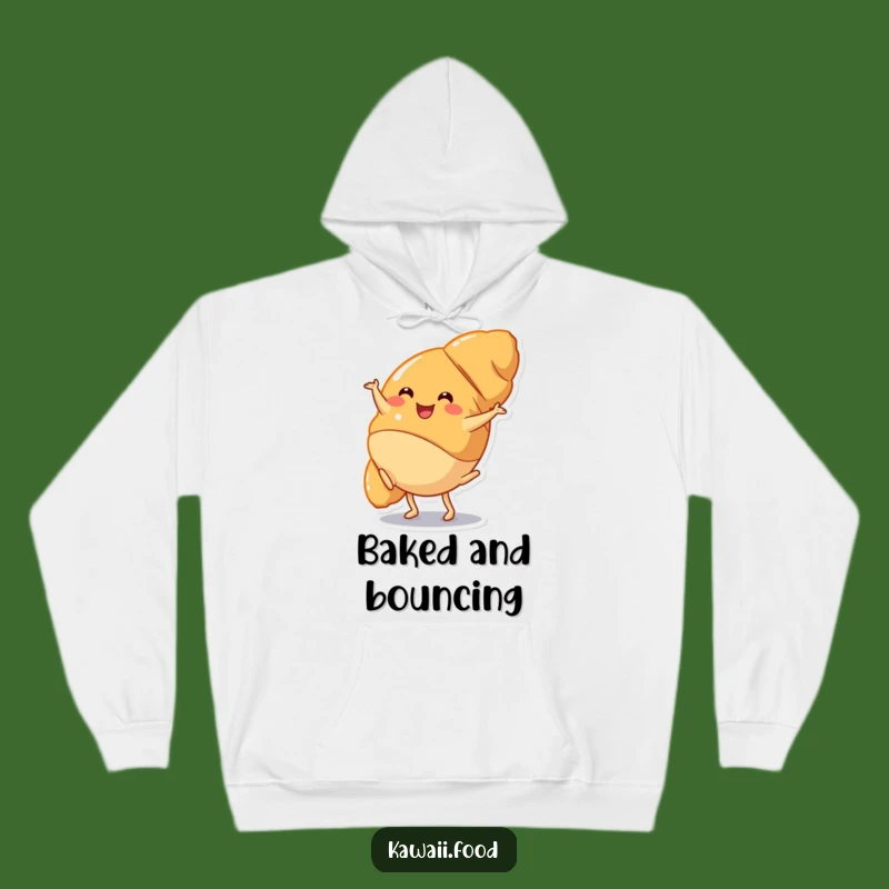 Funny Croissant Cartwheel Hoodie: Cozy Pastry Fun, Hilarious Treat Gift!