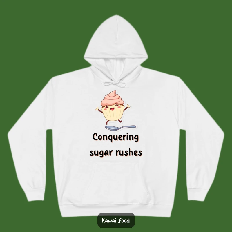 Cozy Funny Cupcake Leaping Hoodie: Sweet Comfort and Humor