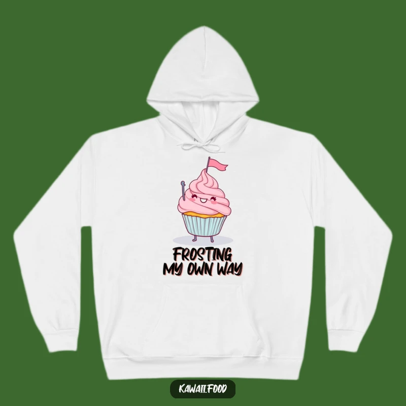Cozy Funny Cupcake Flag Mountain Hoodie - Warm and Humorous Apparel for Sweet Lovers