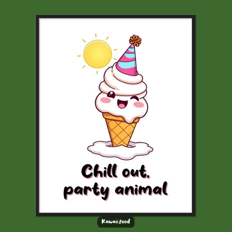 Free Printable Wall Art: Melting Ice Cream Cone, Humorous Downloadable Decor