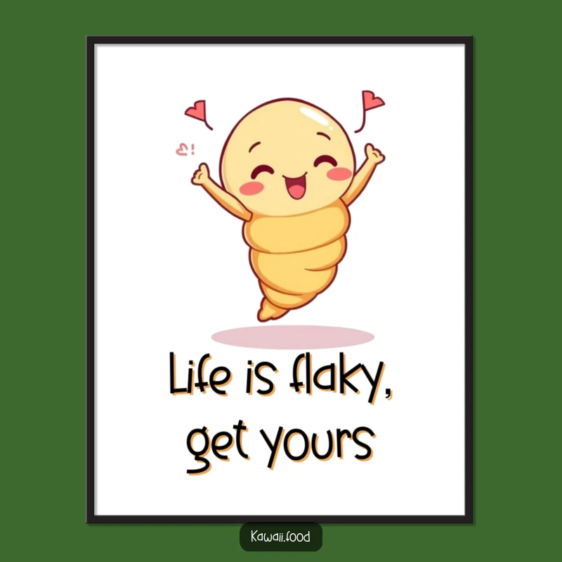 Funny Free Printable Croissant Wall Art: Celebratory Jump Downloadable