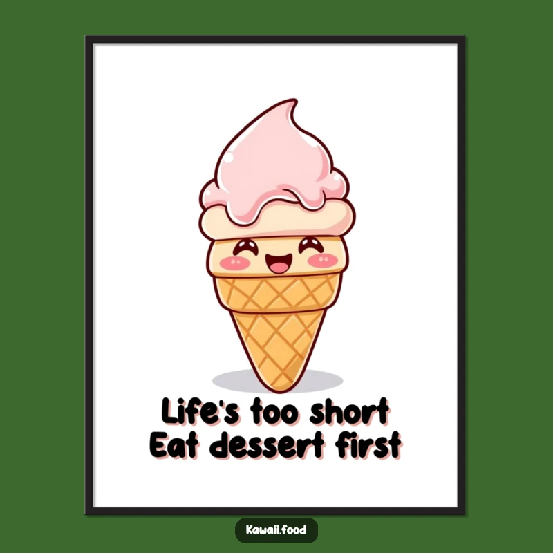 Funny Free Printable Ice Cream Art: Giggling Melting Cone Downloadable Gift for Quirky Decor