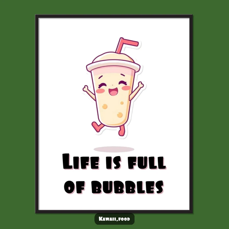 Funny Free Printable Wall Art: Bubble Tea Jump - Humorous Downloadable Drink Art