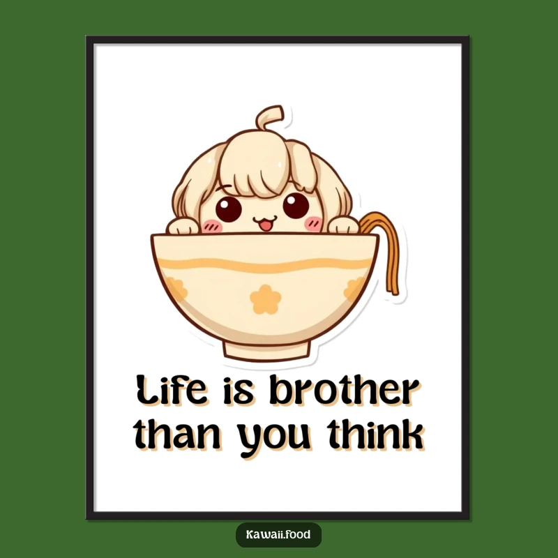 Free Printable Wall Art: Curious Ramen Bowl, Funny Noodle Arms, Downloadable Decor