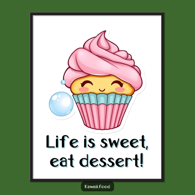 Free Printable Cupcake Wall Art - Whimsical Bubble Blowing Downloadable Decor