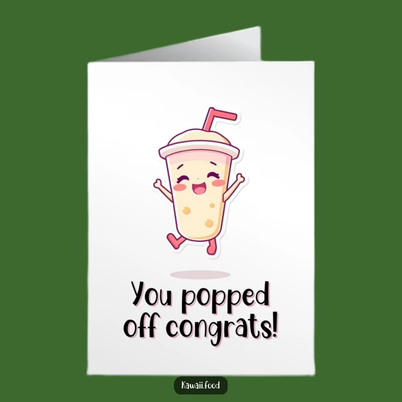 Free Printable Congrats Card: Joyful Bubble Tea Jump - Energetic & Funny Downloadable Gift