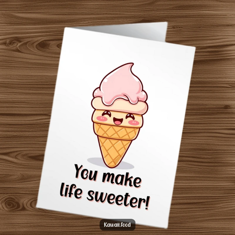 Funny Free Printable Congratulations Card: Giggling ice cream cone reforming, celebrating a sweet achievement with joy.